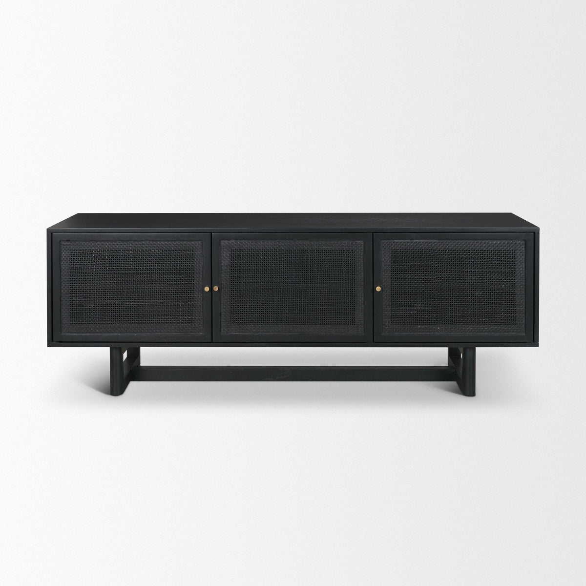 Grier 65" Medium Brown Wood W/ Cane Media Console - Dekor Butik