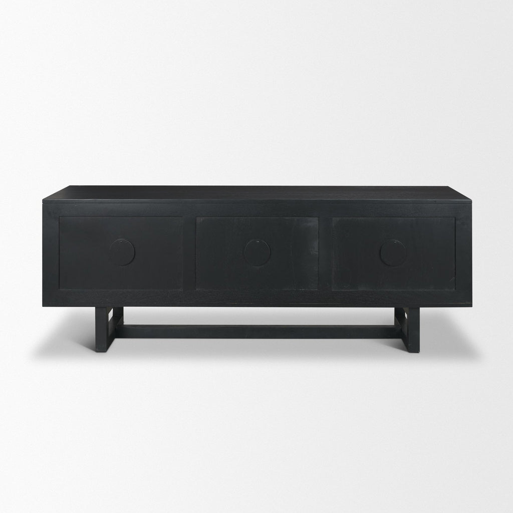 Grier 65" Medium Brown Wood W/ Cane Media Console - Dekor Butik