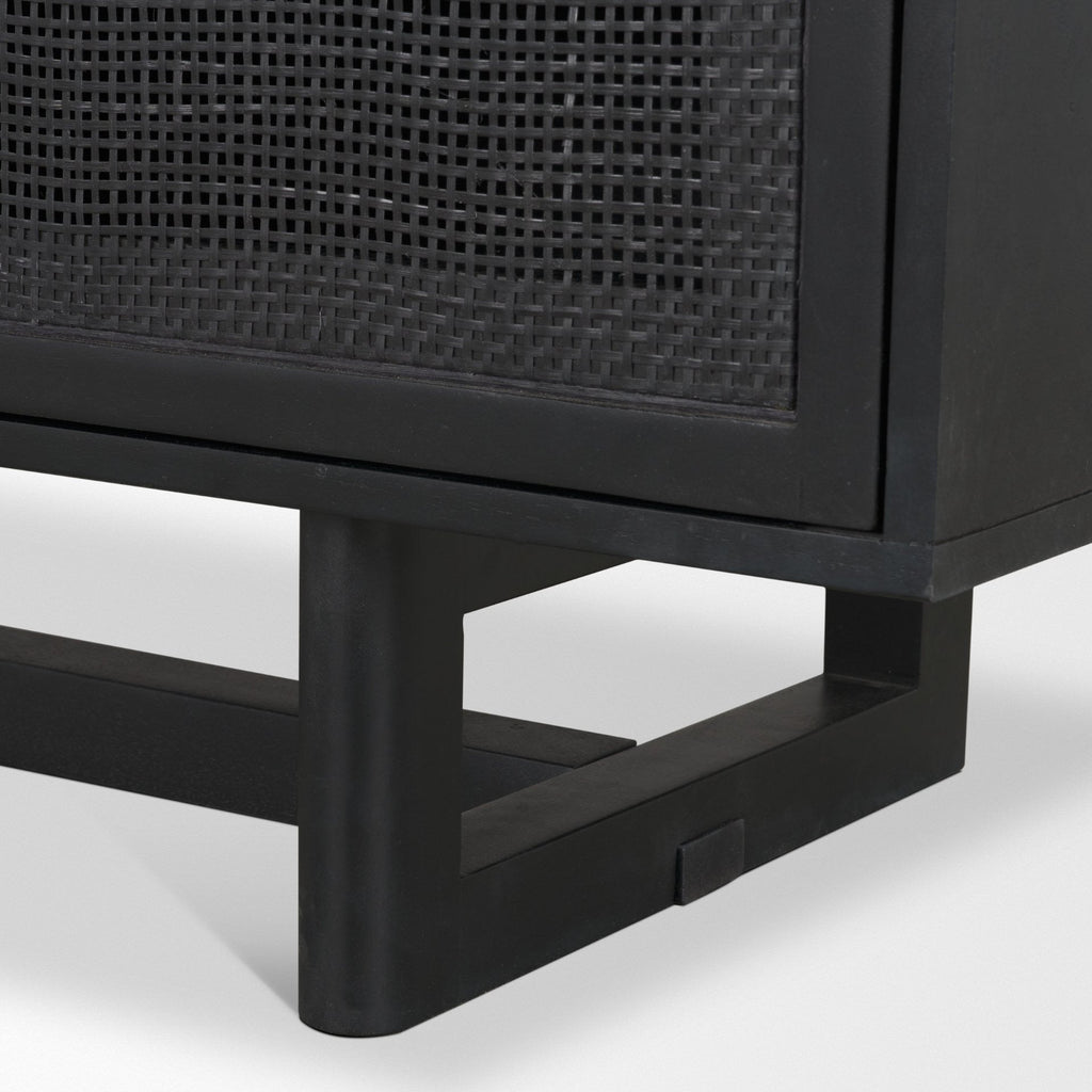 Grier 65" Medium Brown Wood W/ Cane Media Console - Dekor Butik