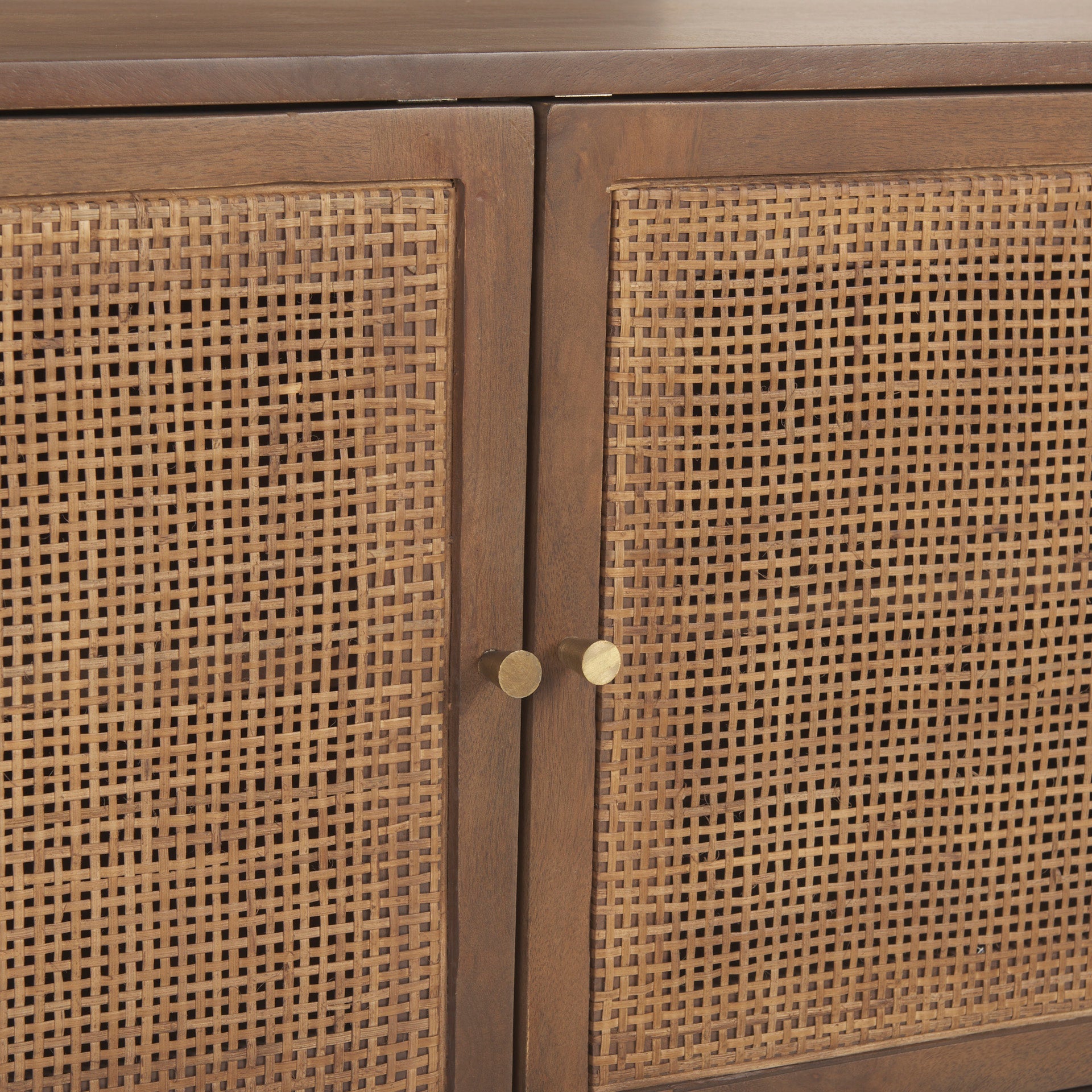 Grier 65" Medium Brown Wood W/ Cane Media Console - Dekor Butik