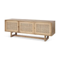 Grier 65" Medium Brown Wood W/ Cane Media Console - Dekor Butik