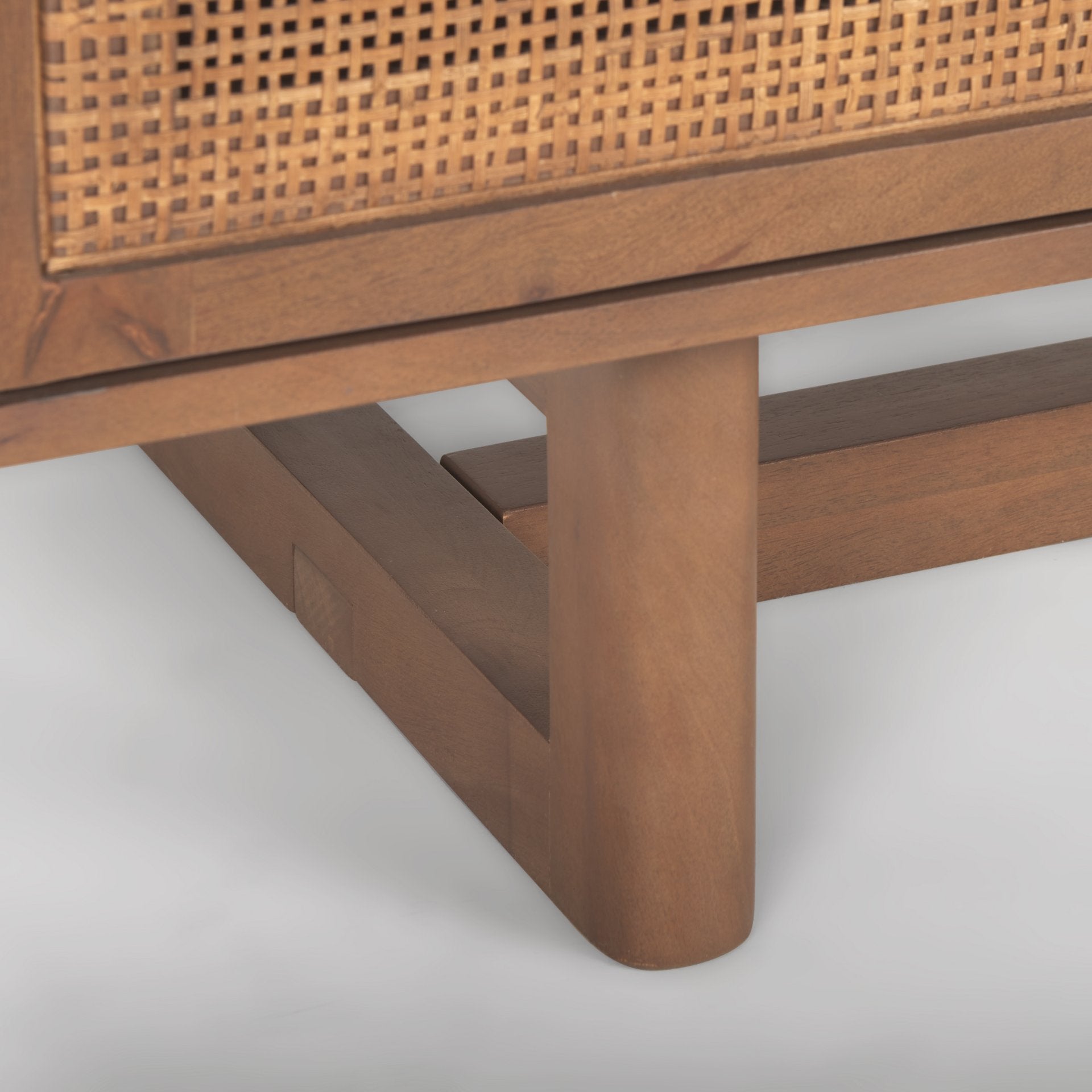 Grier 65" Medium Brown Wood W/ Cane Media Console - Dekor Butik