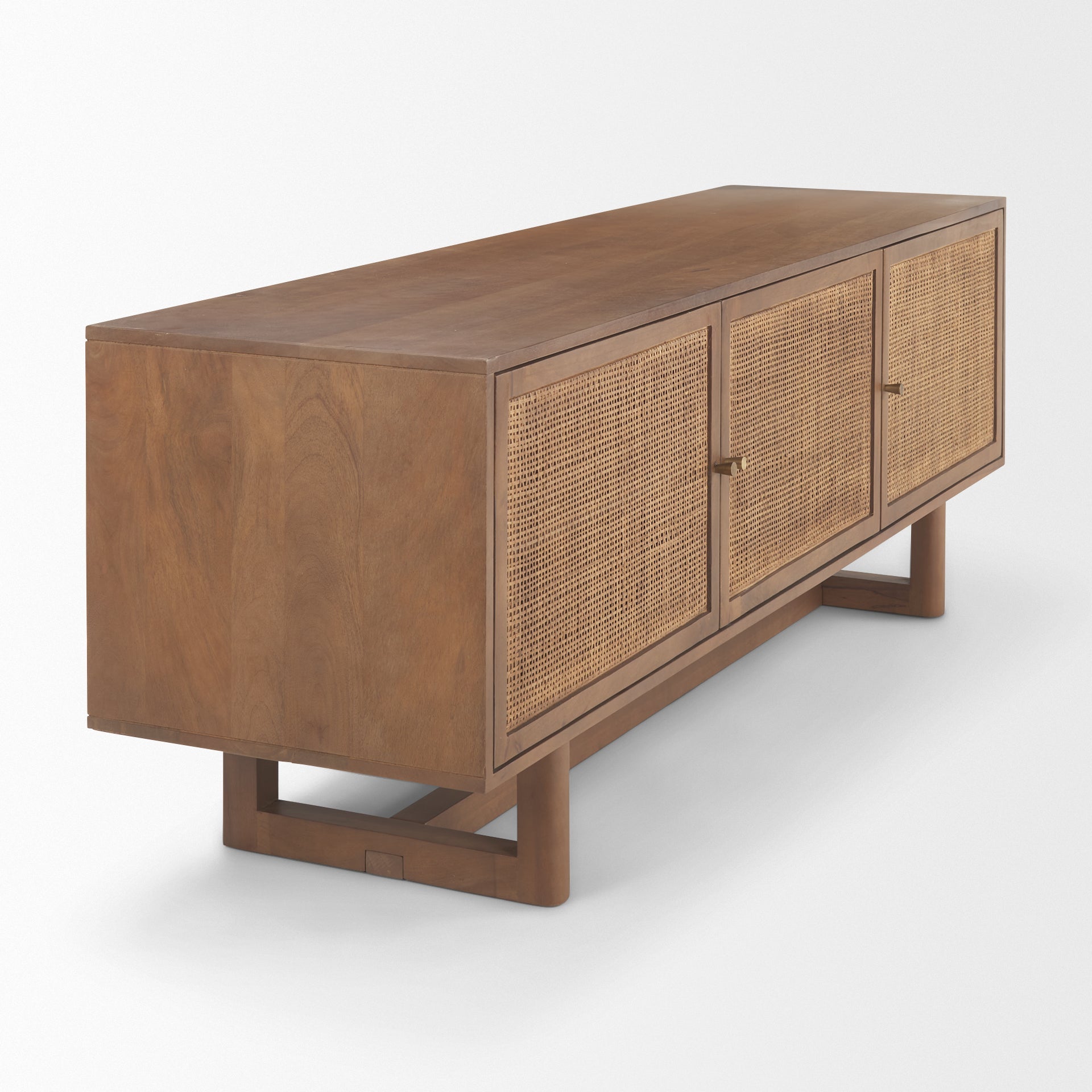 Grier 65" Medium Brown Wood W/ Cane Media Console - Dekor Butik