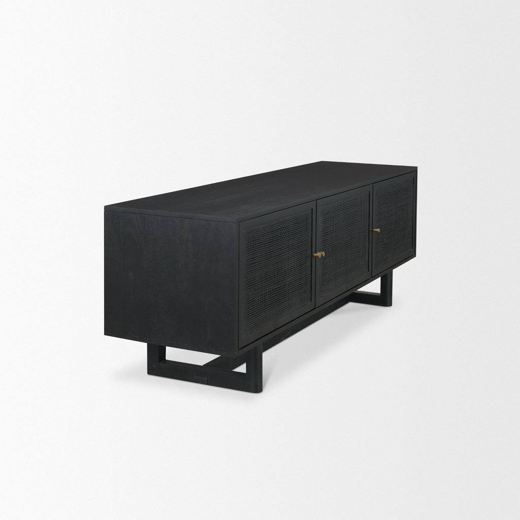 Grier 65" Medium Brown Wood W/ Cane Media Console - Dekor Butik