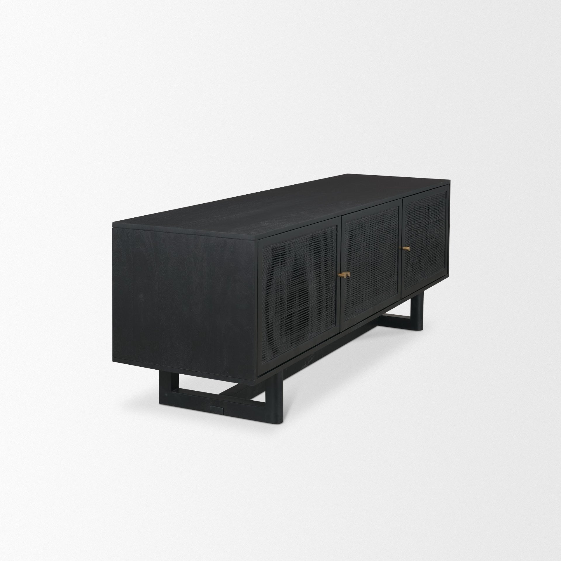 Grier 65" Medium Brown Wood W/ Cane Media Console - Dekor Butik