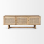 Grier 65" Medium Brown Wood W/ Cane Media Console - Dekor Butik