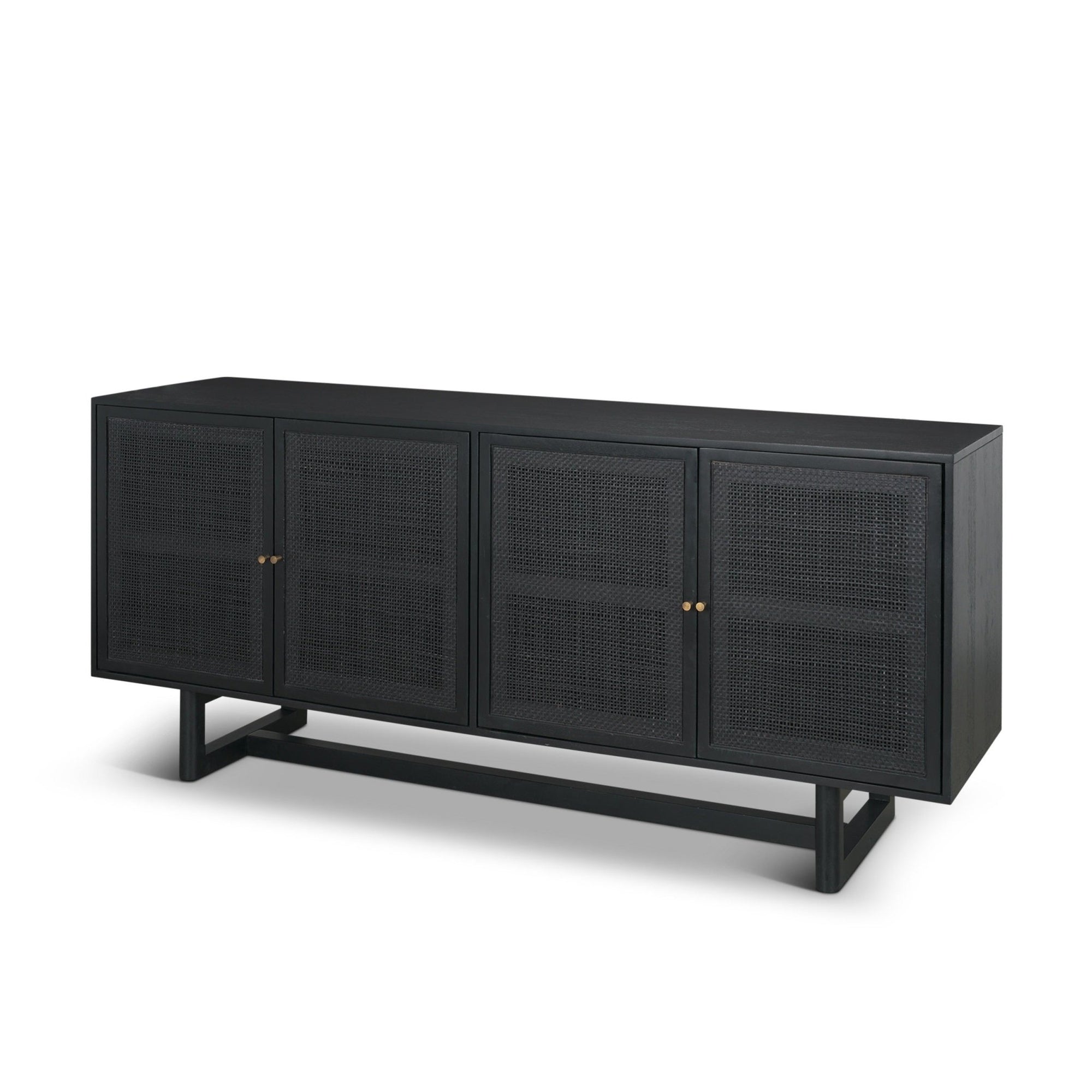 Grier 72" Black Wood W/ Black Cane Sideboard - Dekor Butik