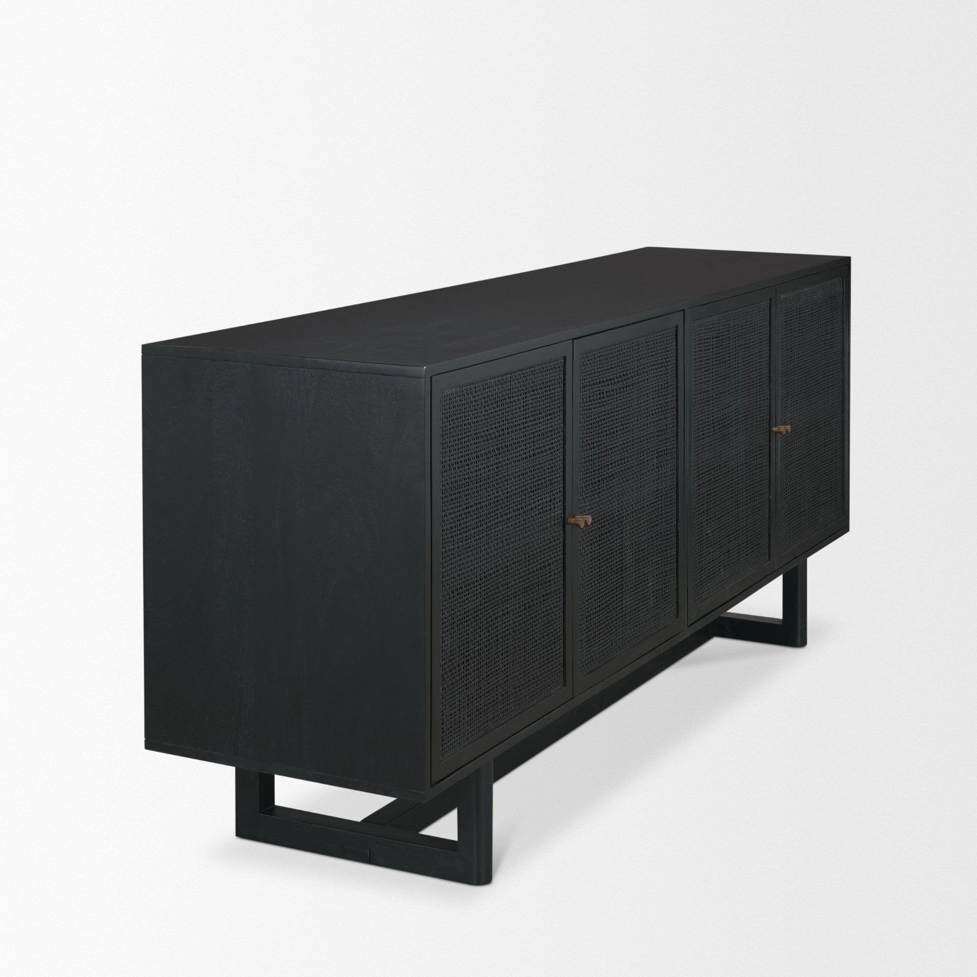 Grier 72" Black Wood W/ Black Cane Sideboard - Dekor Butik