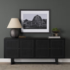 Grier 72" Black Wood W/ Black Cane Sideboard - Dekor Butik