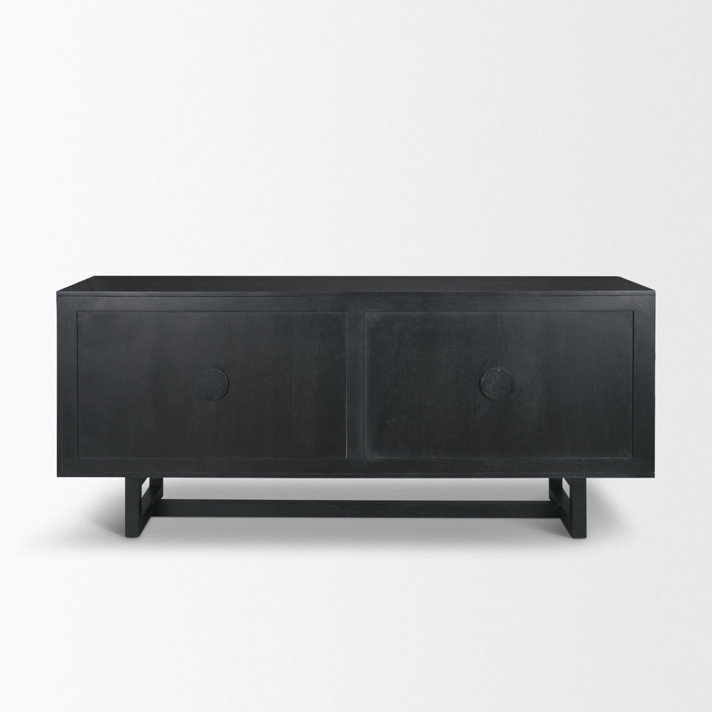 Grier 72" Black Wood W/ Black Cane Sideboard - Dekor Butik