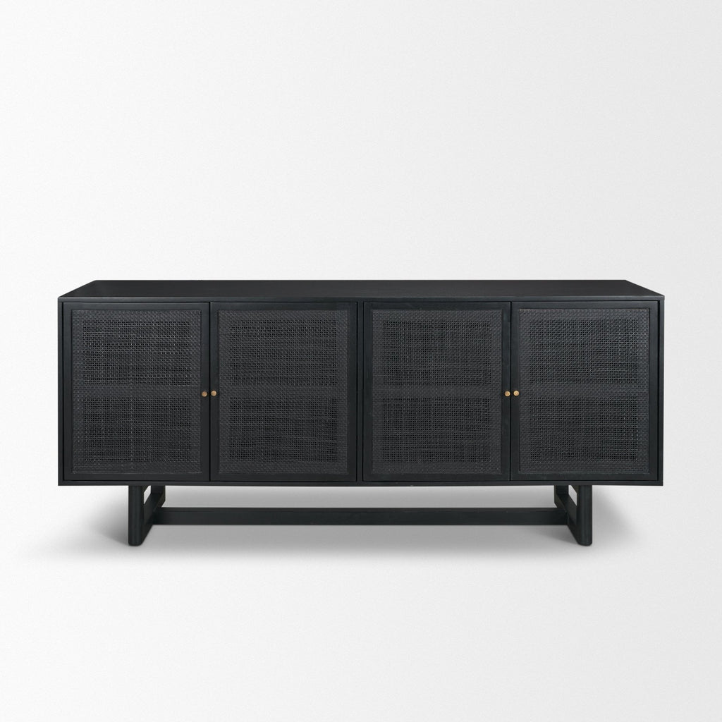 Grier 72" Black Wood W/ Black Cane Sideboard - Dekor Butik
