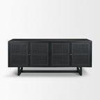 Grier 72" Black Wood W/ Black Cane Sideboard - Dekor Butik