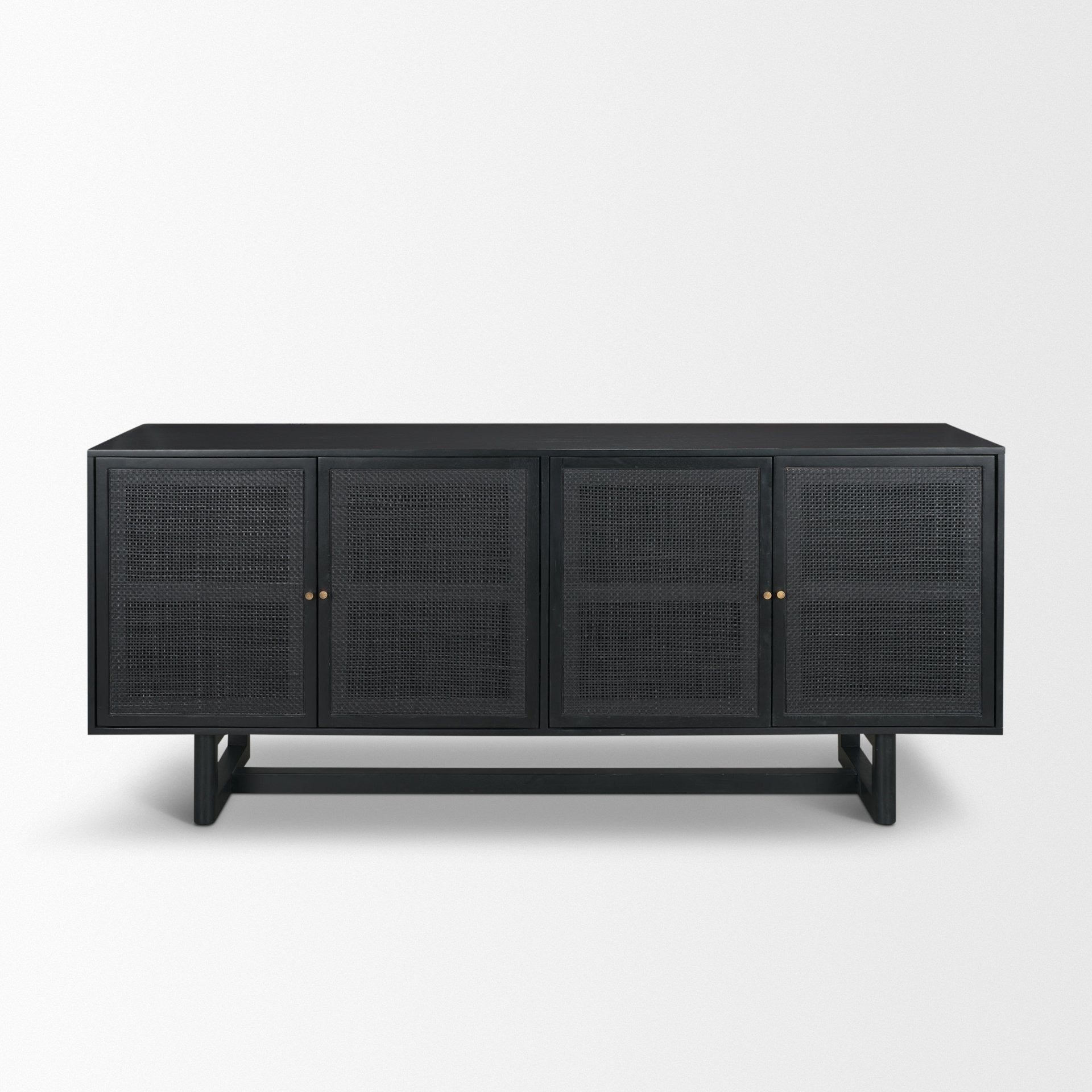 Grier 72" Black Wood W/ Black Cane Sideboard - Dekor Butik