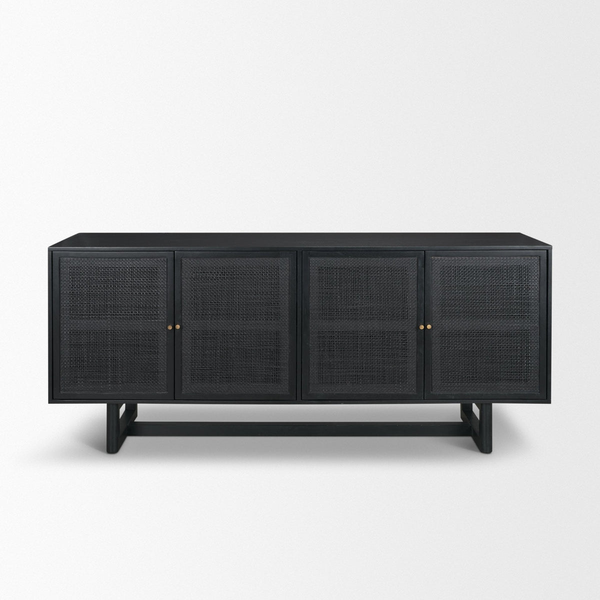 Grier 72" Black Wood W/ Black Cane Sideboard - Dekor Butik