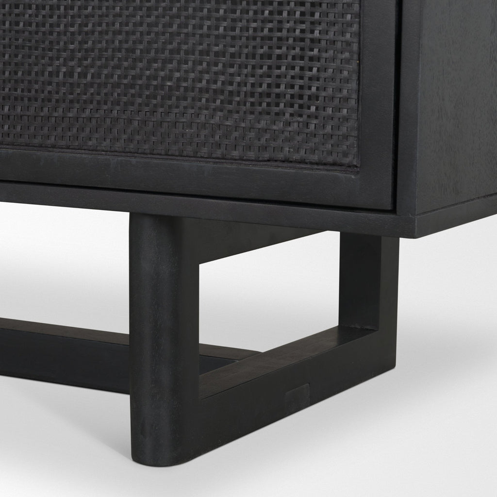 Grier 72" Black Wood W/ Black Cane Sideboard - Dekor Butik
