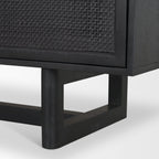 Grier 72" Black Wood W/ Black Cane Sideboard - Dekor Butik