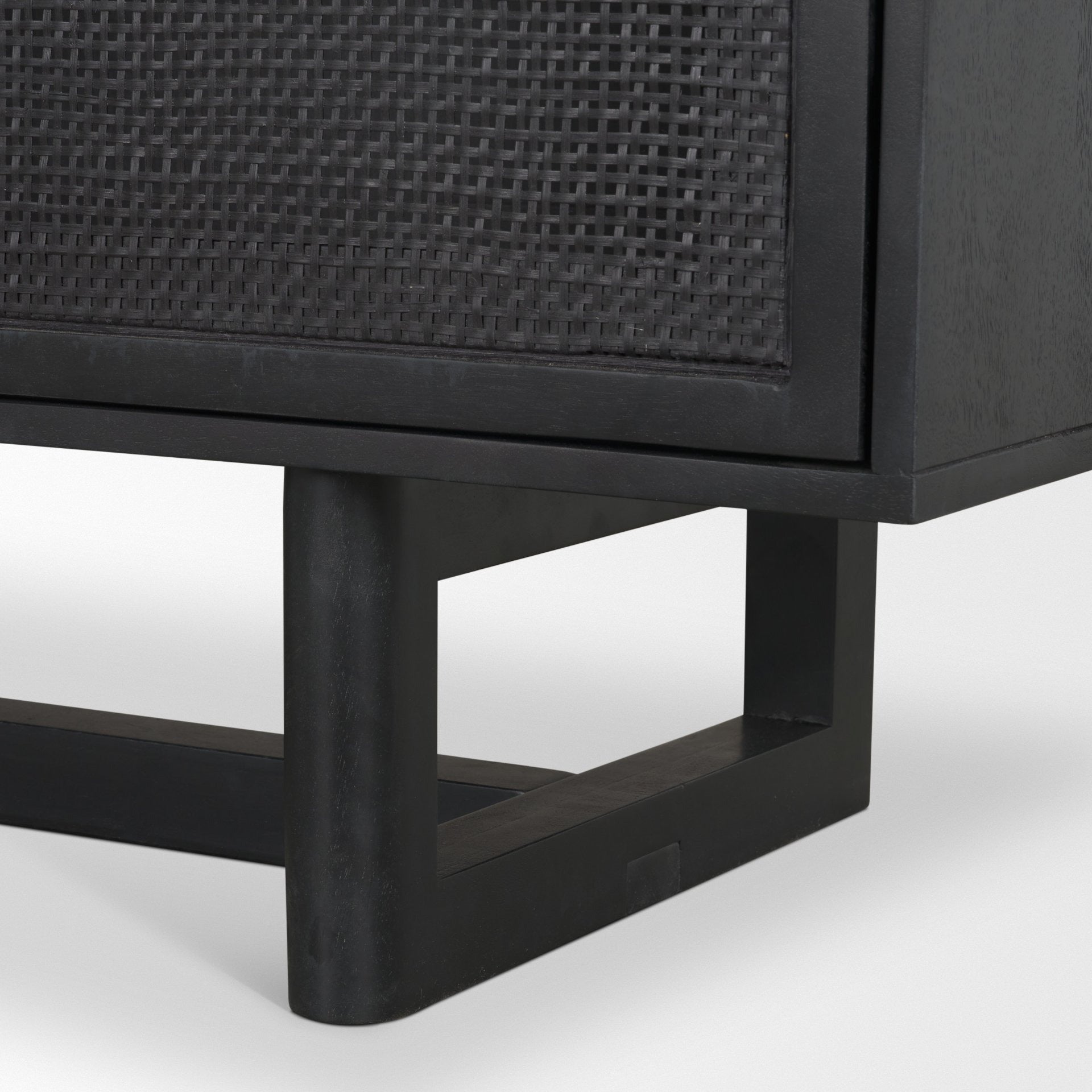 Grier 72" Black Wood W/ Black Cane Sideboard - Dekor Butik