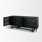 Grier 72" Black Wood W/ Black Cane Sideboard - Dekor Butik