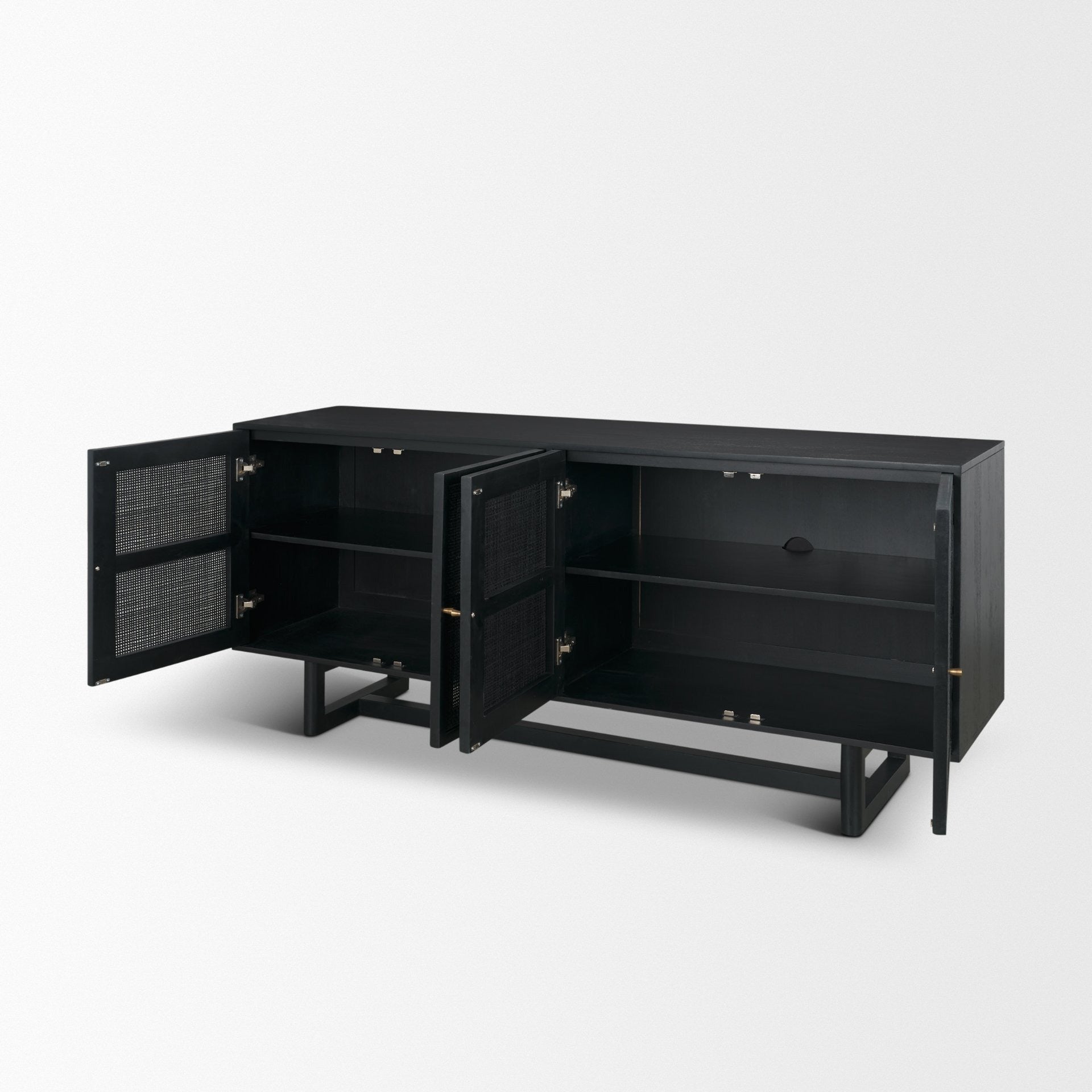 Grier 72" Black Wood W/ Black Cane Sideboard - Dekor Butik