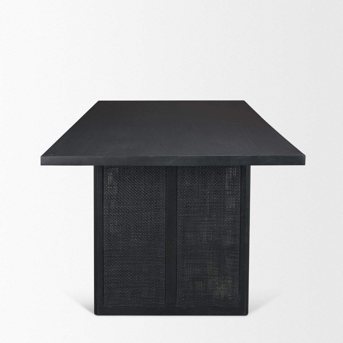 Grier 84" Black Wood w/ Black Cane Dining Table - Dekor Butik