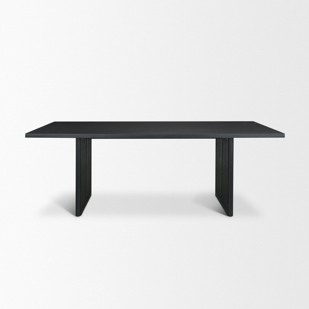 Grier 84" Black Wood w/ Black Cane Dining Table - Dekor Butik