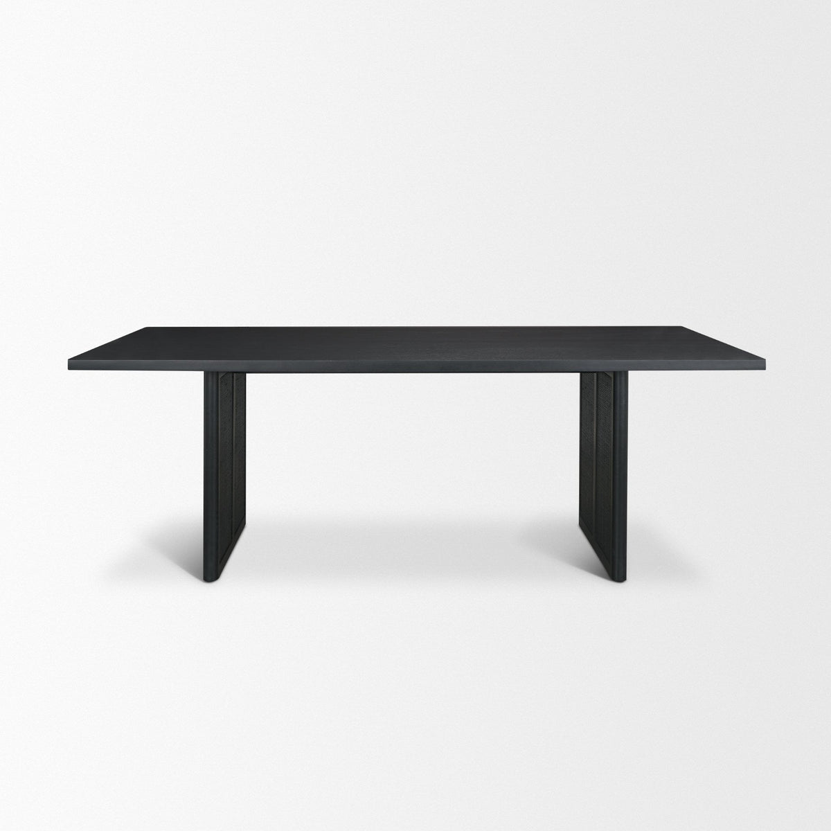 Grier 84" Black Wood w/ Black Cane Dining Table - Dekor Butik