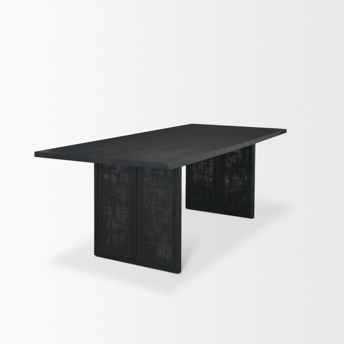 Grier 84" Black Wood w/ Black Cane Dining Table - Dekor Butik