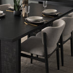 Grier 84" Black Wood w/ Black Cane Dining Table - Dekor Butik