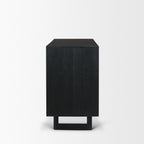 Grier Matte Black Stained Wood w/ Black Cane Accent Cabinet - Dekor Butik