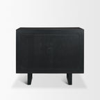 Grier Matte Black Stained Wood w/ Black Cane Accent Cabinet - Dekor Butik