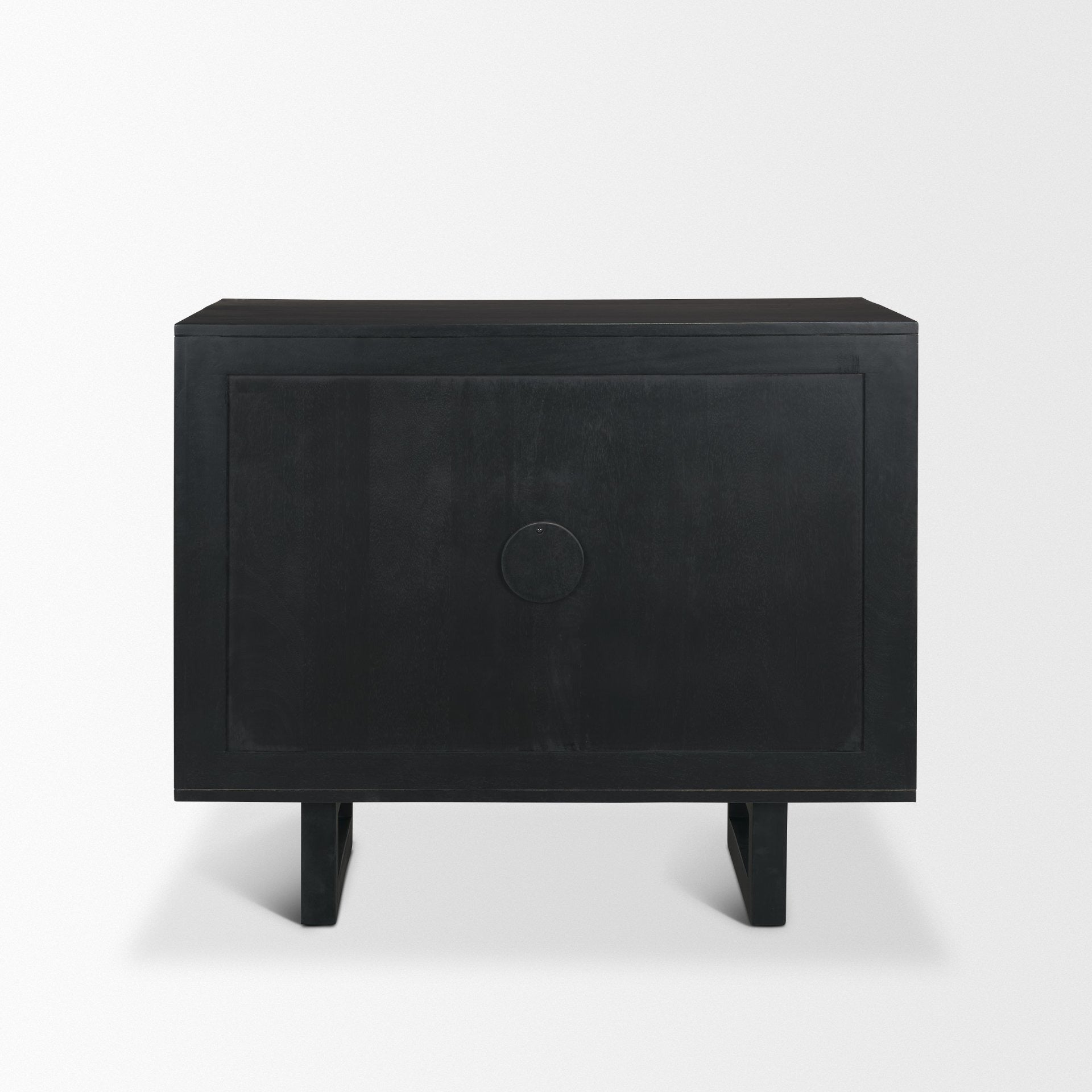 Grier Matte Black Stained Wood w/ Black Cane Accent Cabinet - Dekor Butik