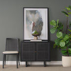 Grier Matte Black Stained Wood w/ Black Cane Accent Cabinet - Dekor Butik