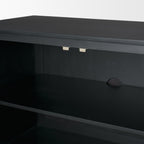 Grier Matte Black Stained Wood w/ Black Cane Accent Cabinet - Dekor Butik