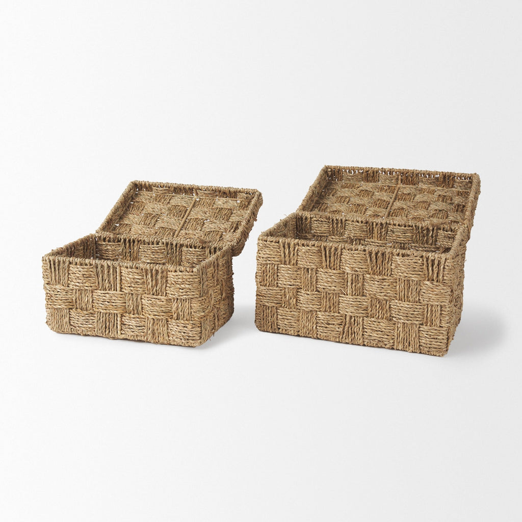 Hanalei Set of 2 Seagrass Boxes with Lids - Dekor Butik