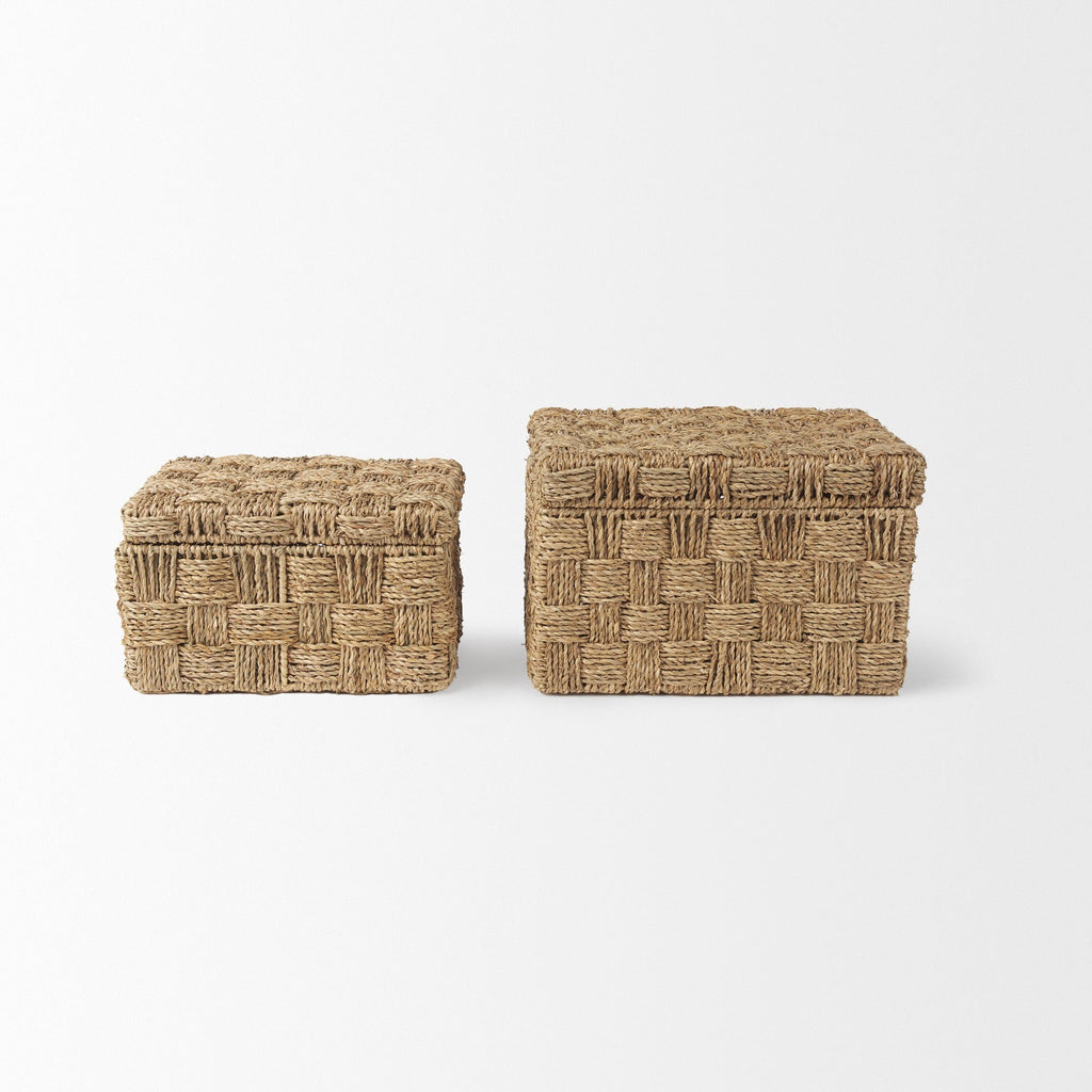 Hanalei Set of 2 Seagrass Boxes with Lids - Dekor Butik