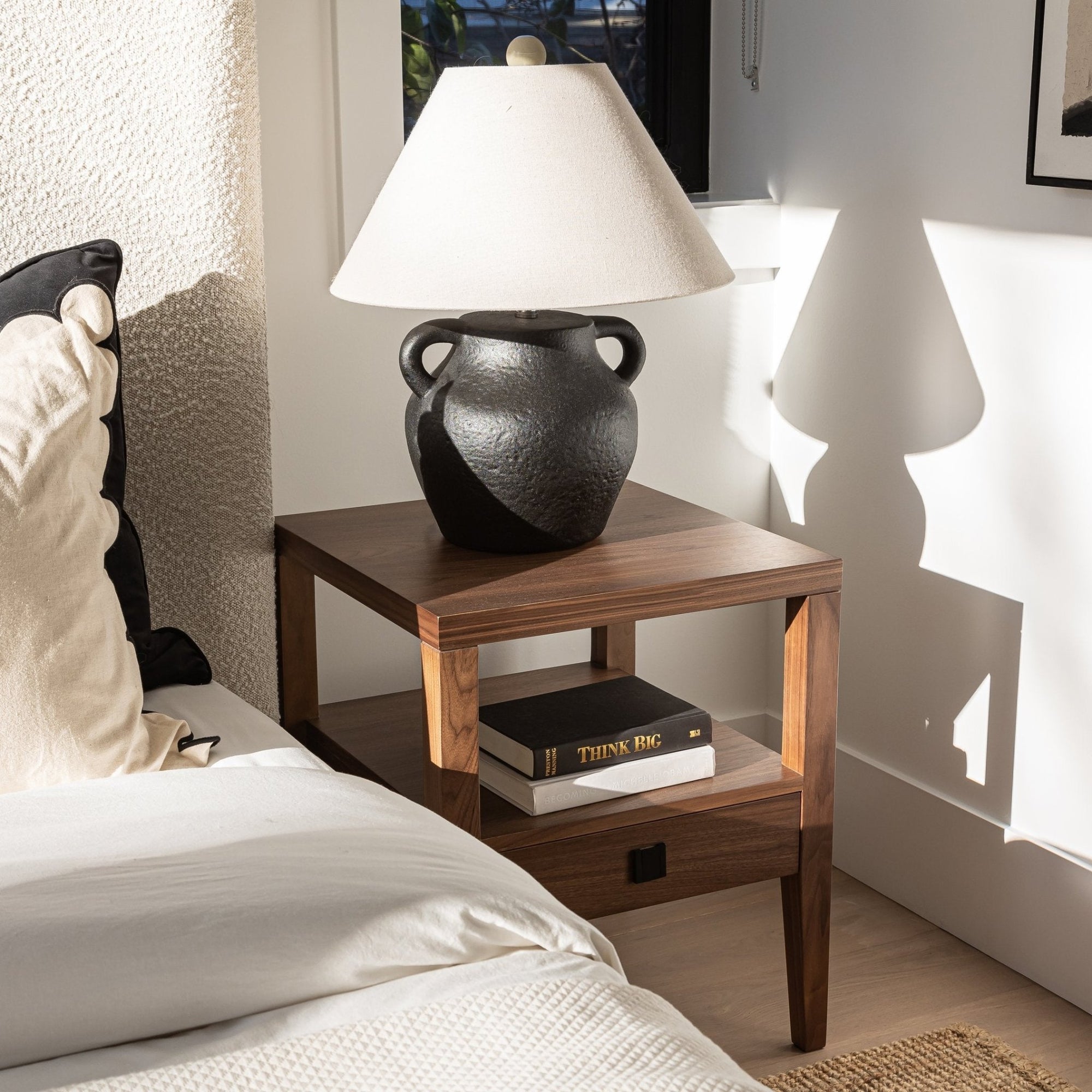baseHara 1 Drawer Accent Table - Frozen Walnut - Dekor Butik