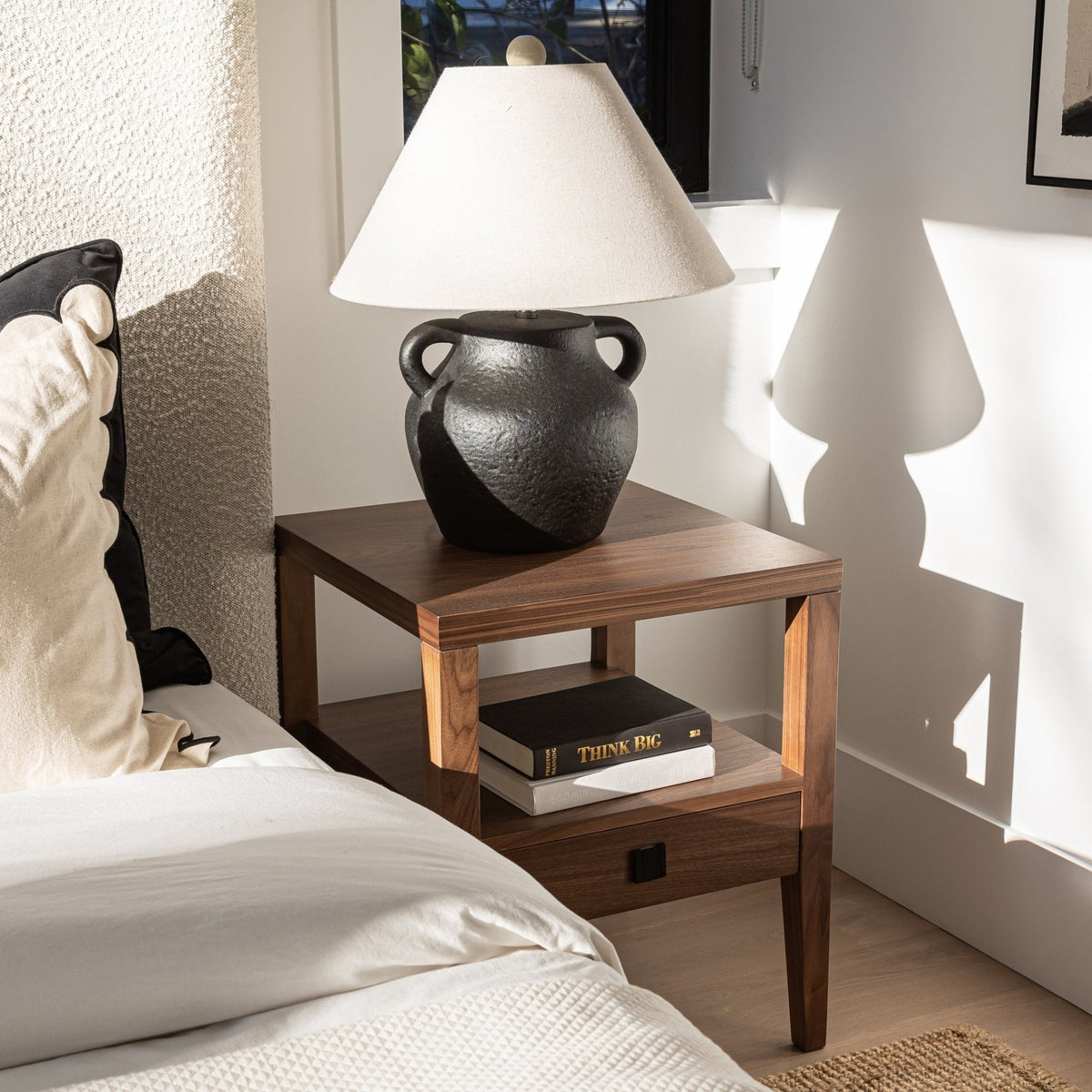 baseHara 1 Drawer Accent Table - Frozen Walnut - Dekor Butik