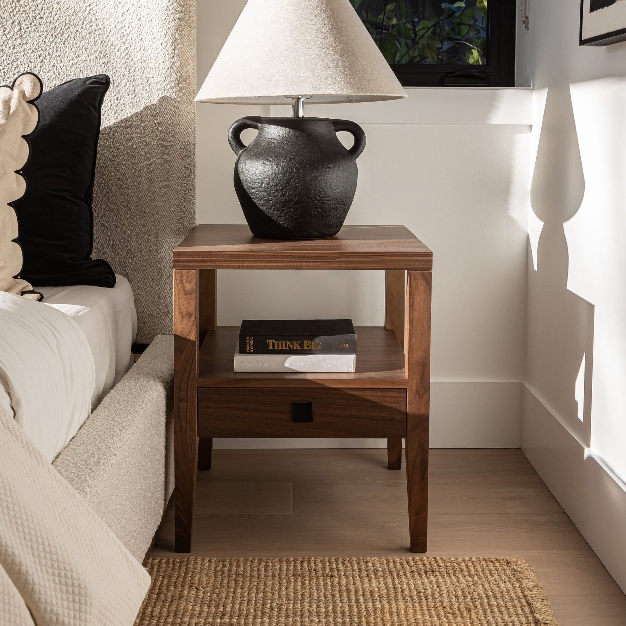 baseHara 1 Drawer Accent Table - Frozen Walnut - Dekor Butik