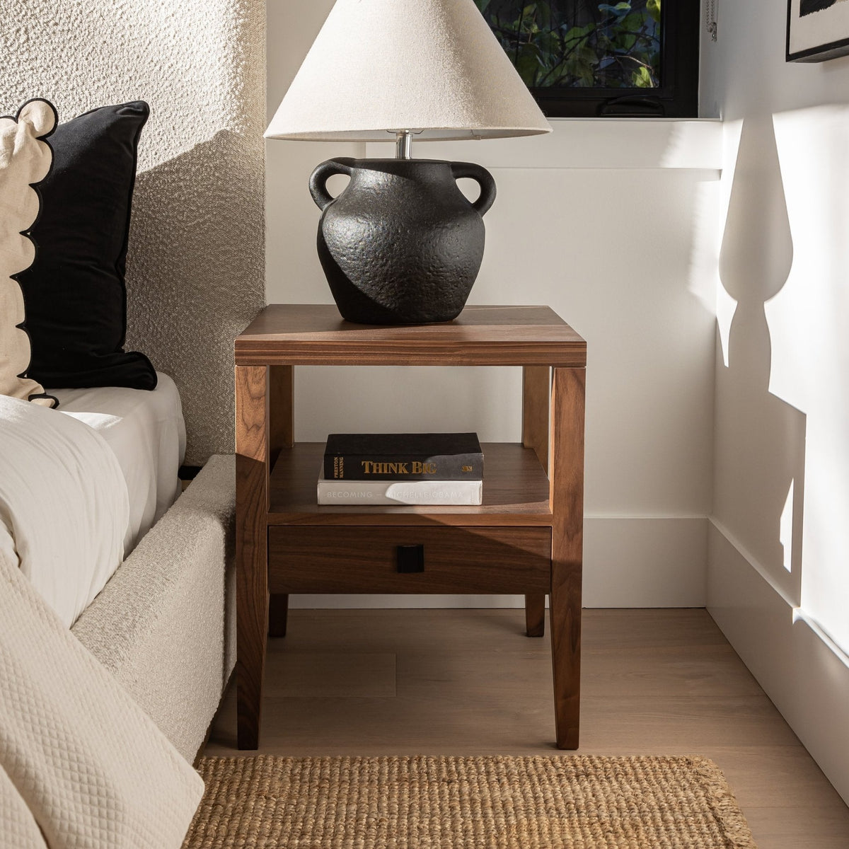 baseHara 1 Drawer Accent Table - Frozen Walnut - Dekor Butik