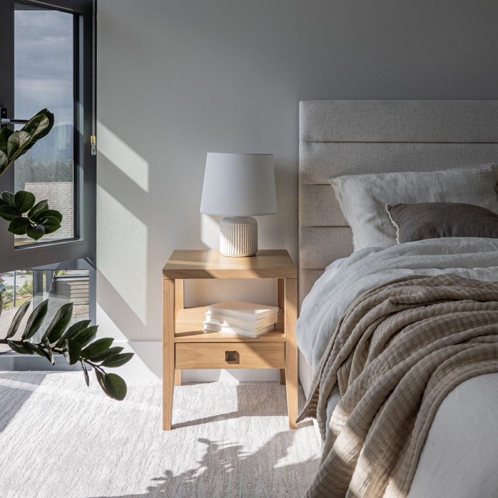 baseHara 1 Drawer Accent Table - Natural Oak - Dekor Butik