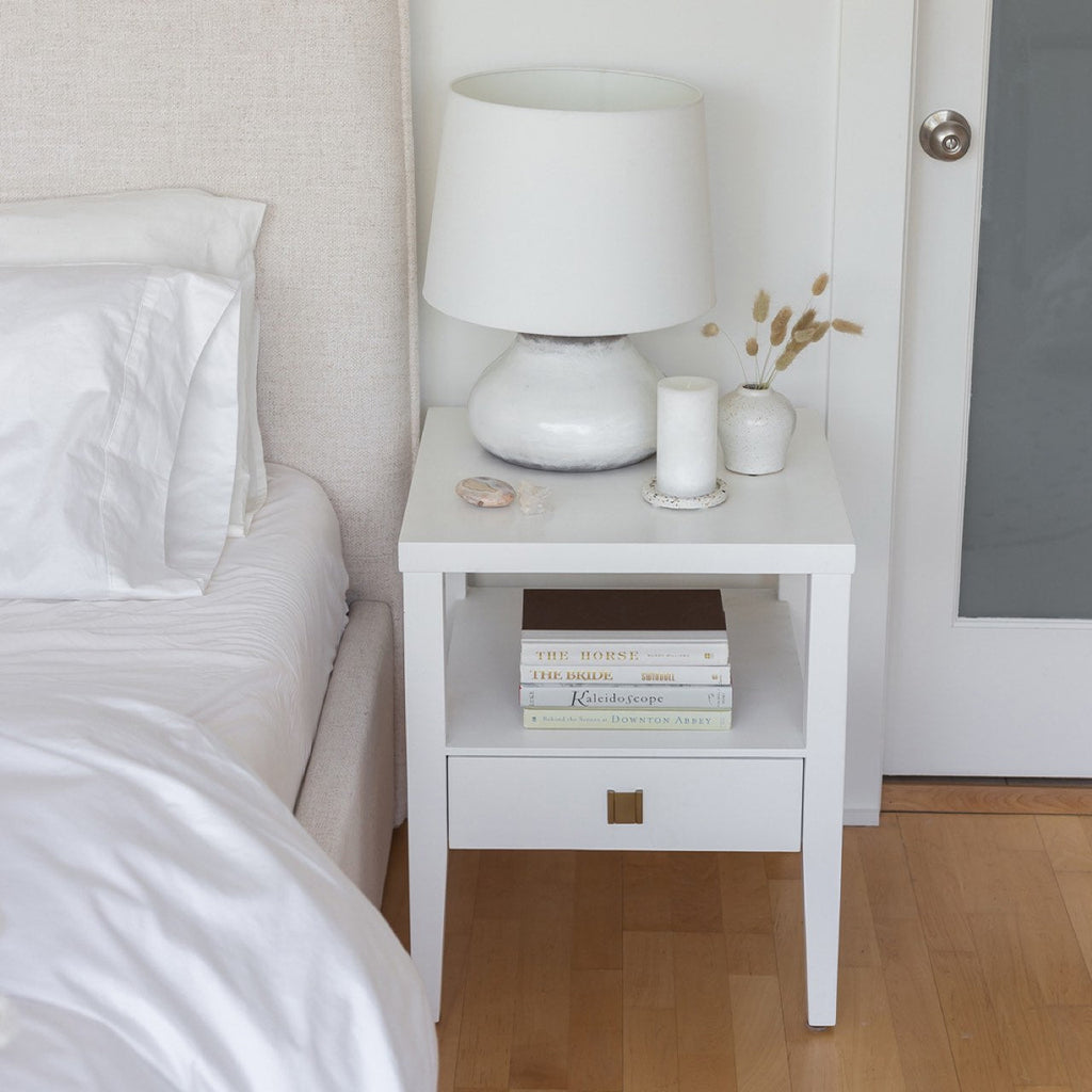 baseHara 1 Drawer Accent Table - White - Dekor Butik