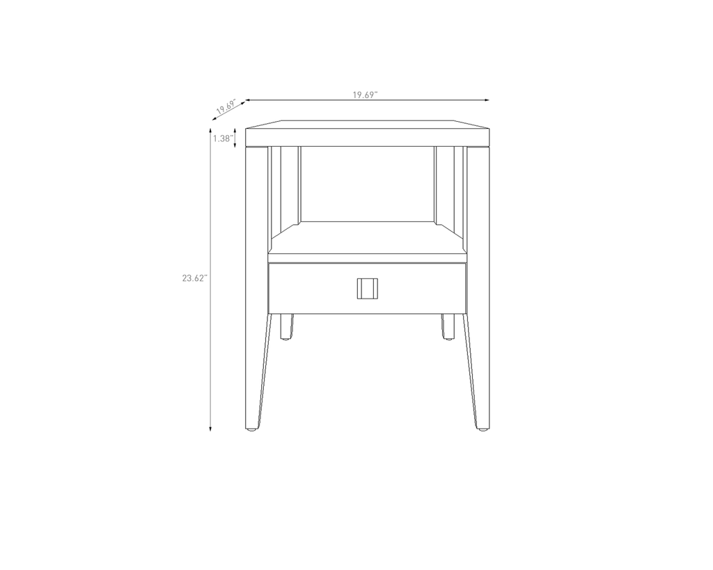 baseHara 1 Drawer Accent Table - White - Dekor Butik
