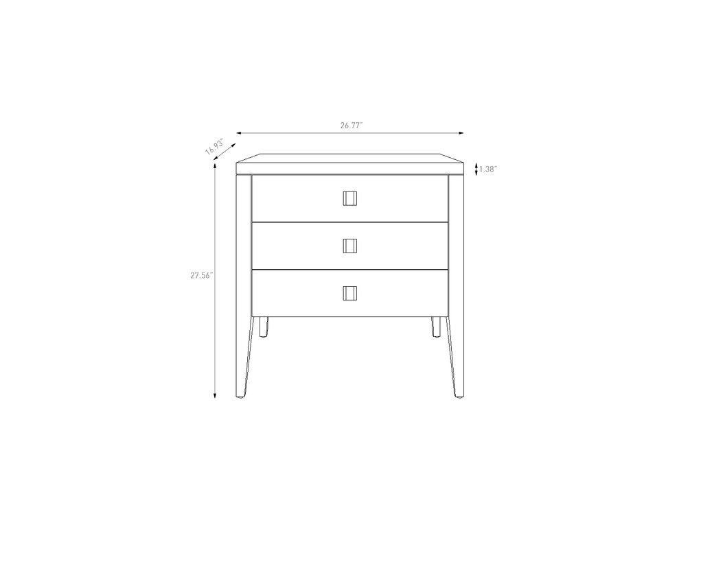 baseHara 3 Drawer Dresser - Frozen Walnut - Dekor Butik