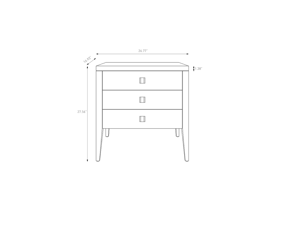 baseHara 3 Drawer Dresser - Natural Oak - Dekor Butik