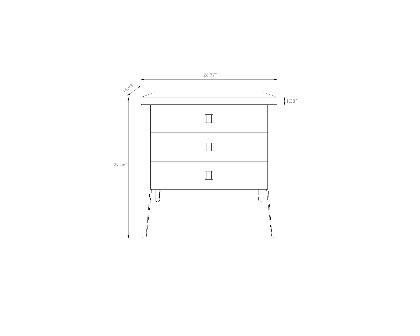 baseHara 3 Drawer Dresser - Natural Oak - Dekor Butik