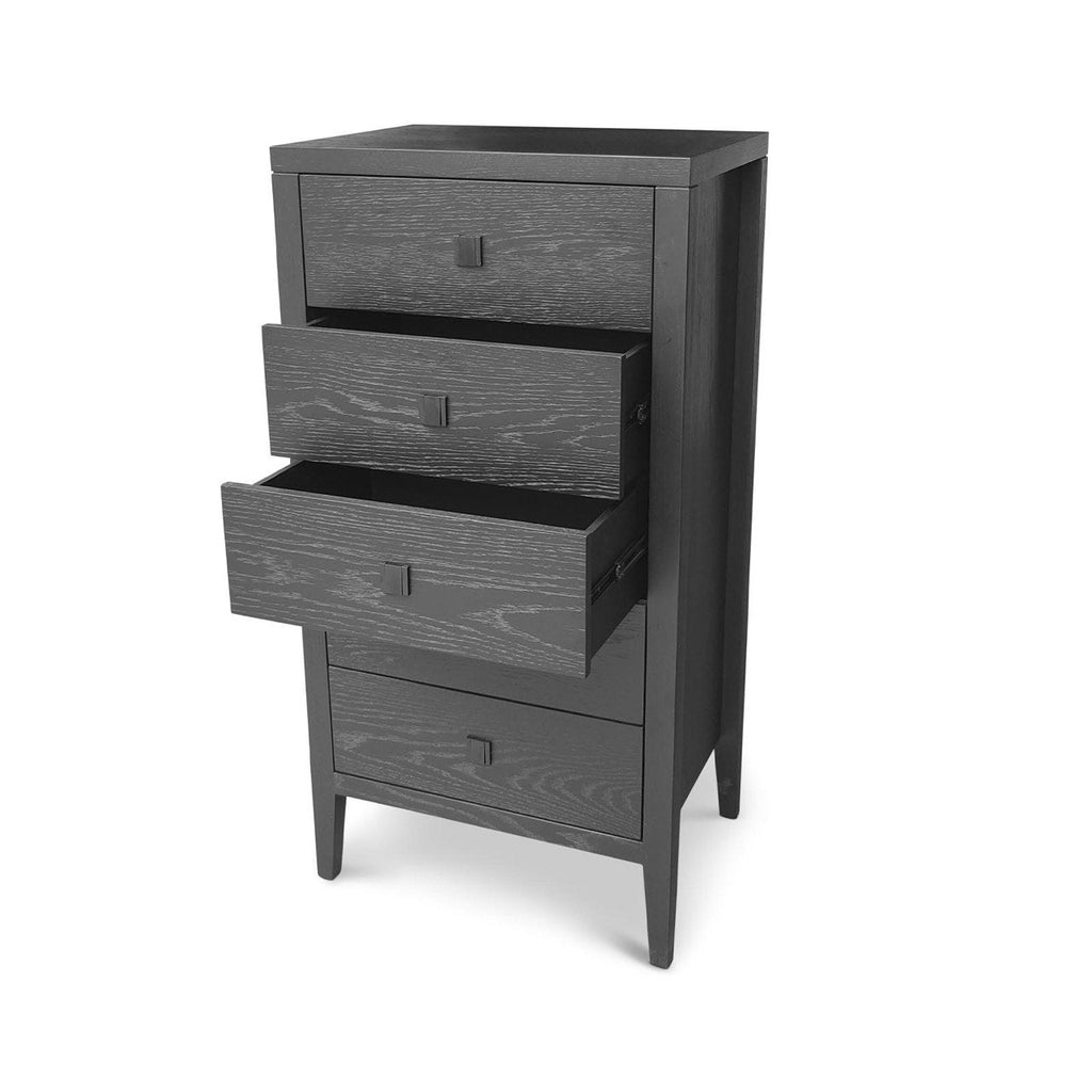 baseHara 5 Drawer Tall Dresser - Black - Dekor Butik