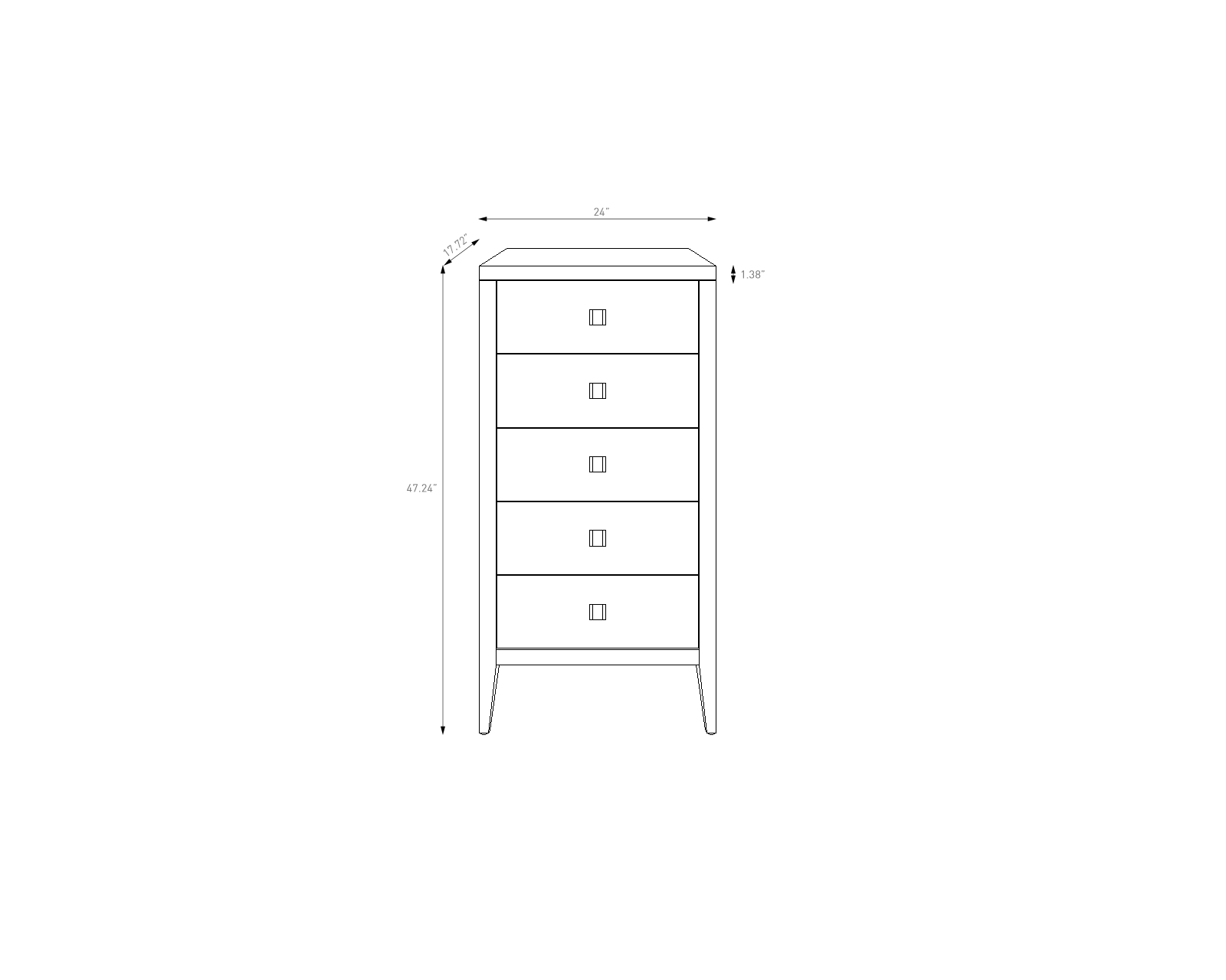 baseHara 5 Drawer Tall Dresser - Natural Oak - Dekor Butik
