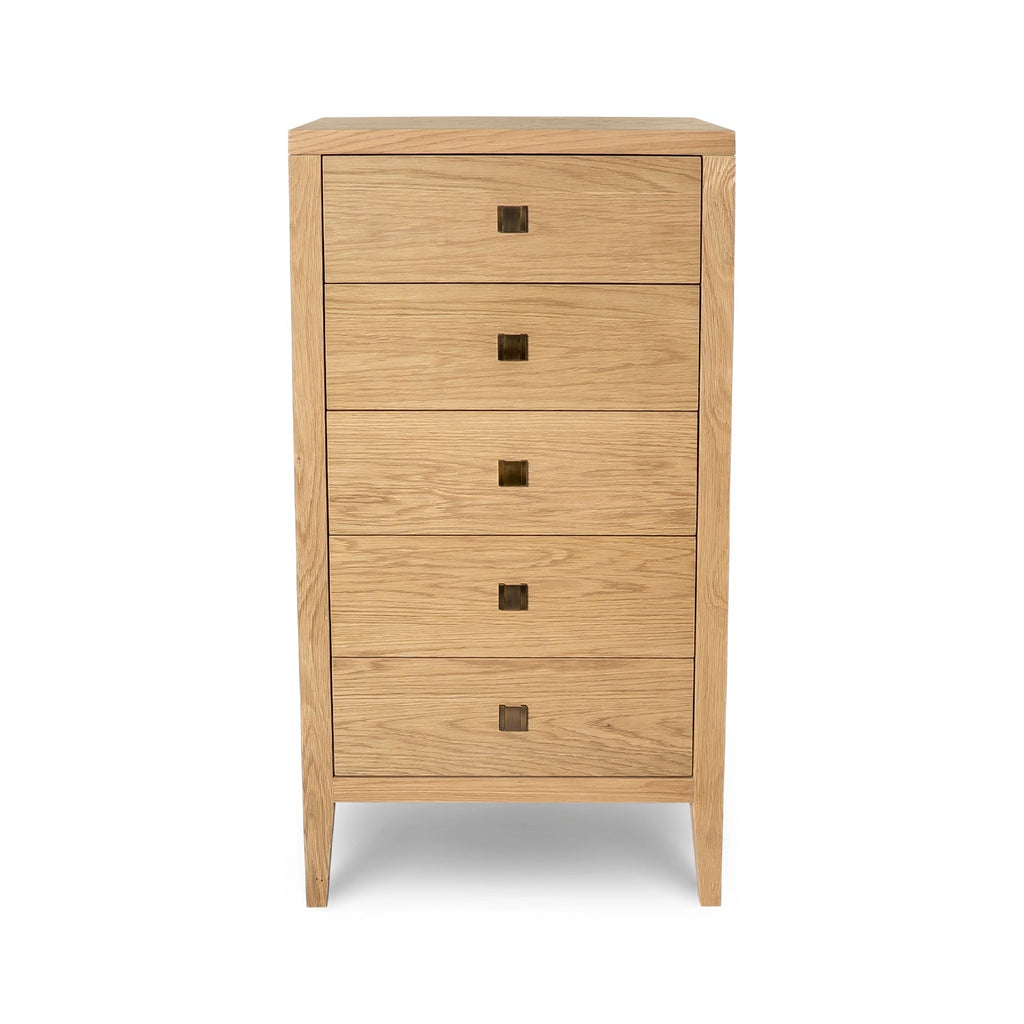 baseHara 5 Drawer Tall Dresser - Natural Oak - Dekor Butik