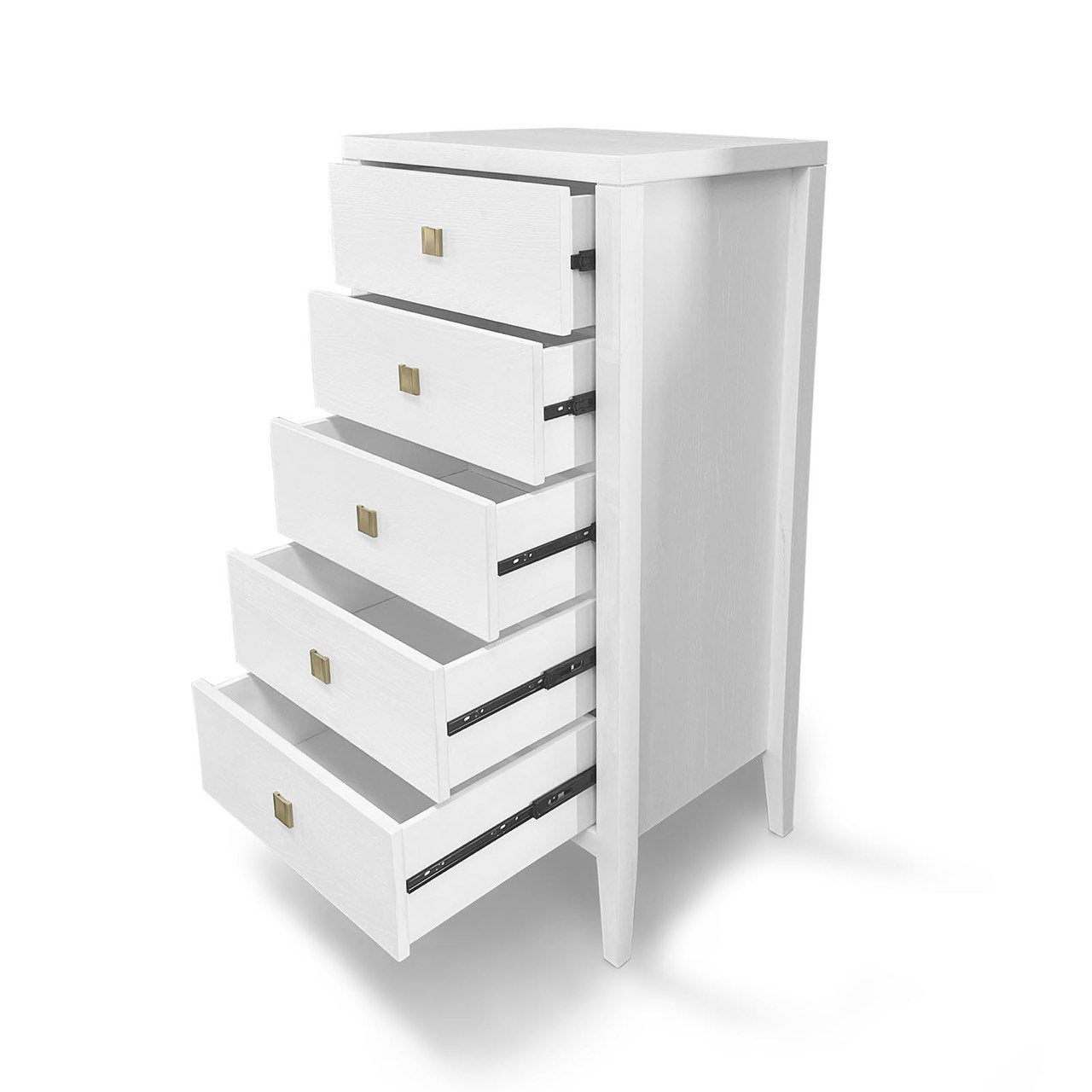 baseHara 5 Drawer Tall Dresser - White - Dekor Butik