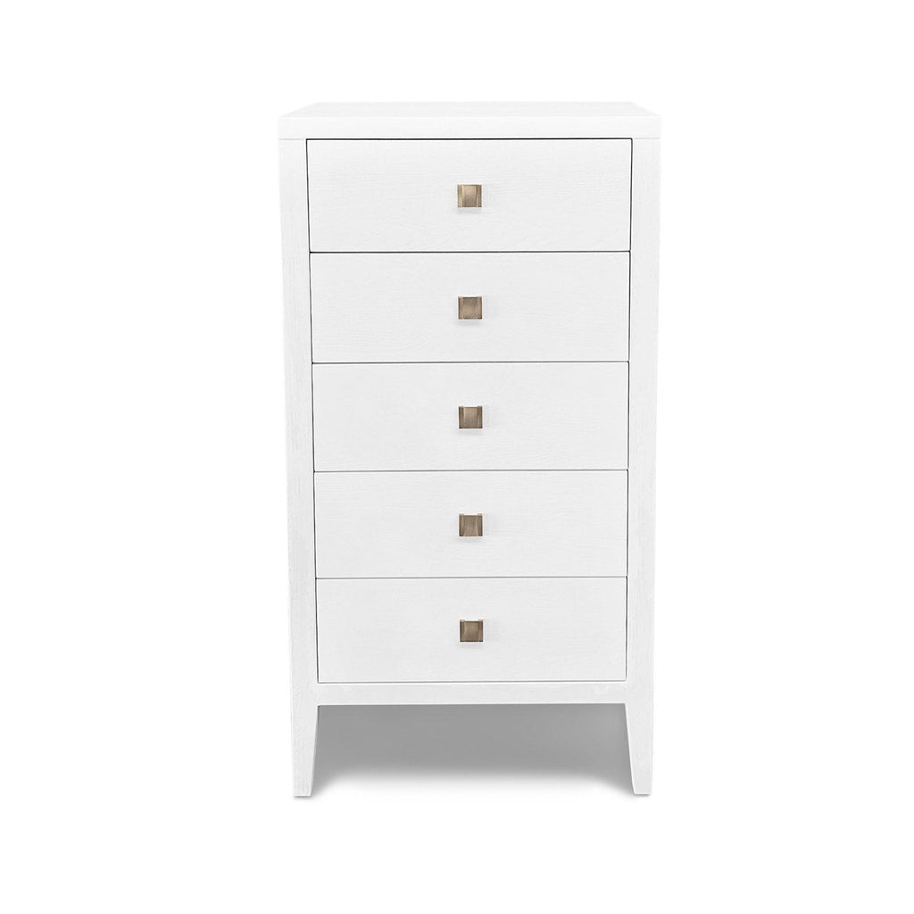 baseHara 5 Drawer Tall Dresser - White - Dekor Butik
